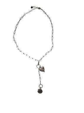 Treasure Jewels Delicate Silver Heart Y-Necklace with Charm Drop